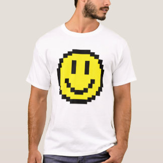 Gele glimlach-face Pixel Kunst Fijne glimlach T-shirt