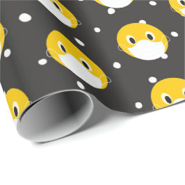 gele glimlach met een medisch masker cadeaupapier