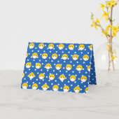 gele glimlach met een medisch masker kaart (Gele Bloem)