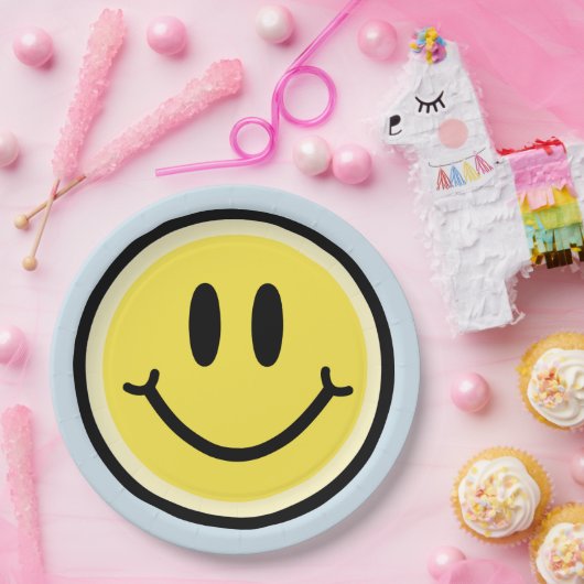 Gele glimlach papieren bordje (Feest)