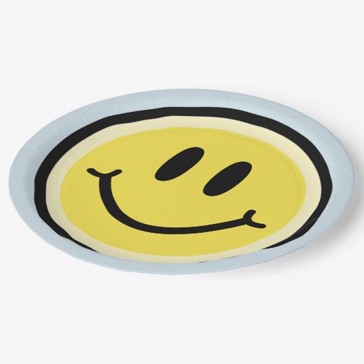 Gele glimlach papieren bordje (Gekanteld)