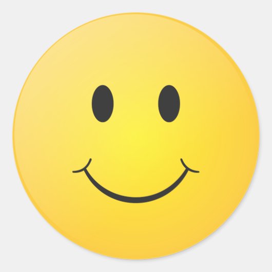 Gele glimlach ronde sticker (Voorkant)