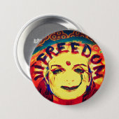 Gele glimlach voor vrijheid ronde button 7,6 cm (Voorkant /achterkant)