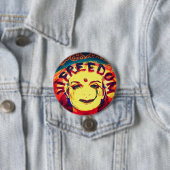 Gele glimlach voor vrijheid ronde button 7,6 cm (In situ)