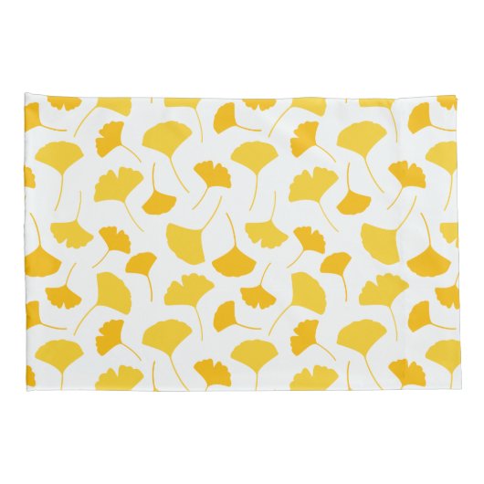 Gele glinkgo Leaf Pattern Kussensloop (Achterkant-Rechts)