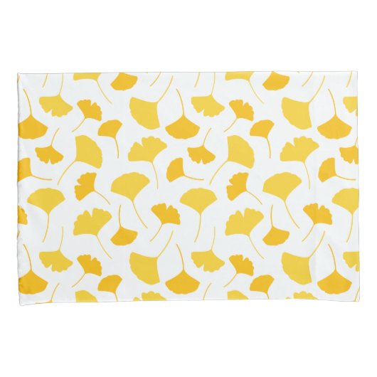 Gele glinkgo Leaf Pattern Kussensloop (Voorkant-Rechts)