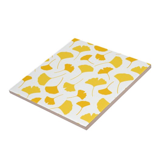 Gele glinkgo Leaf Pattern Tegeltje (Zijkant)
