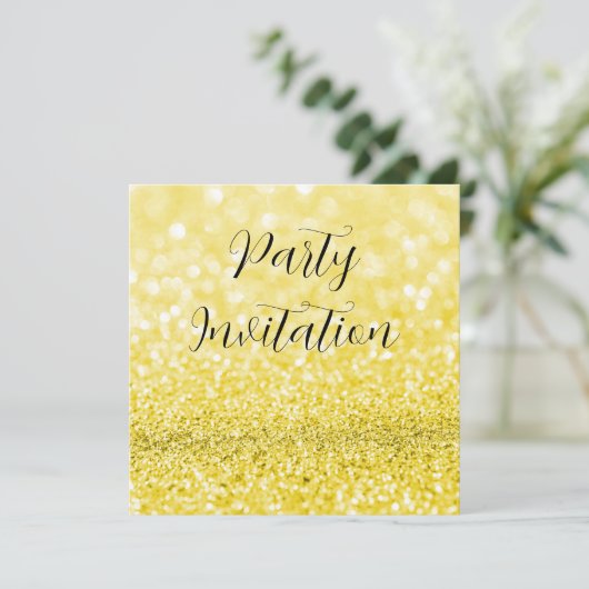 Gele Glitter Bokeh & Stilettos Verjaardag Kaart (Staand voorkant)