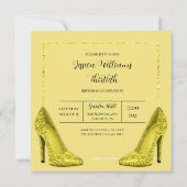 Gele Glitter Bokeh & Stilettos Verjaardag Kaart (Achterkant)