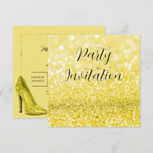 Gele Glitter Bokeh & Stilettos Verjaardag Kaart