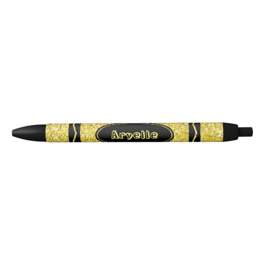 Gele Glitter Crayon Aangepaste naam Push Pen (Voorkant)