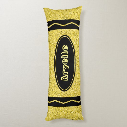 Gele Glitter Crayon Aangepaste Naam XL Body Kussen (Achterkant (Verticaal))