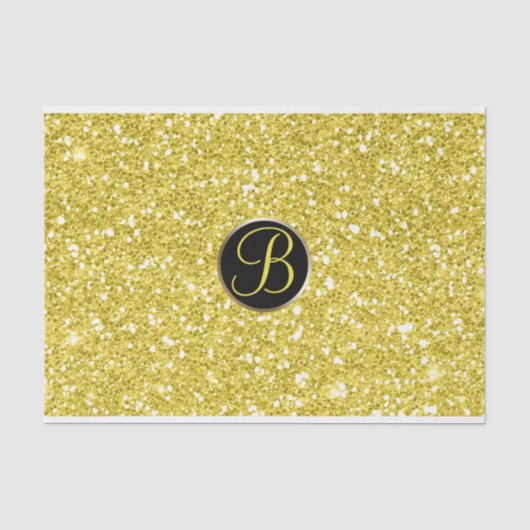 Gele Glitter Schitter Glam Monogram Eerste Letter Tissuepapier (Voorkant)