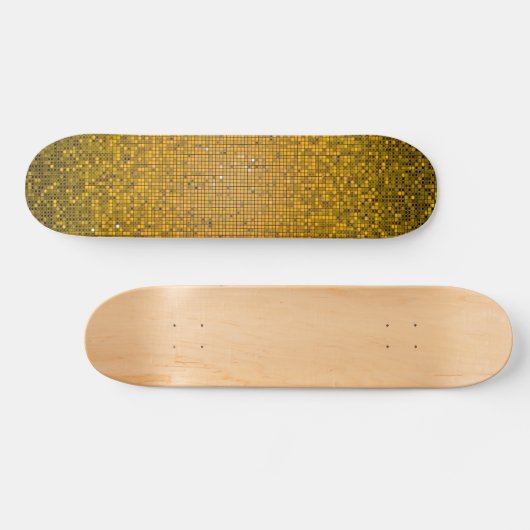 Gele Glitter Sequin Disco Old School Skateboard (Horizontaal)
