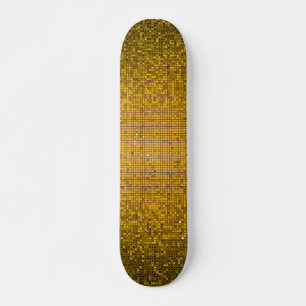 Gele Glitter Sequin Disco Old School Skateboard