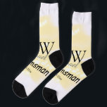 Gele glitter voegt jouw naam groomsmen cadeau toe sokken<br><div class="desc">ontwerp</div>