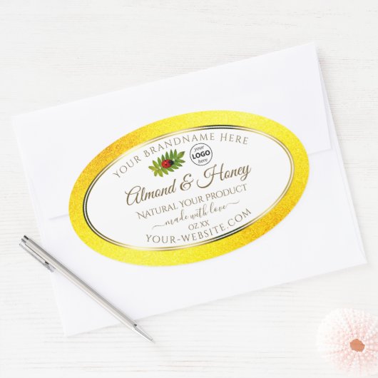 Gele Glitter White Product Labels Ladybug Logo (Envelop)