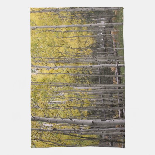 Gele gloed van Aspen Theedoek (Verticaal)