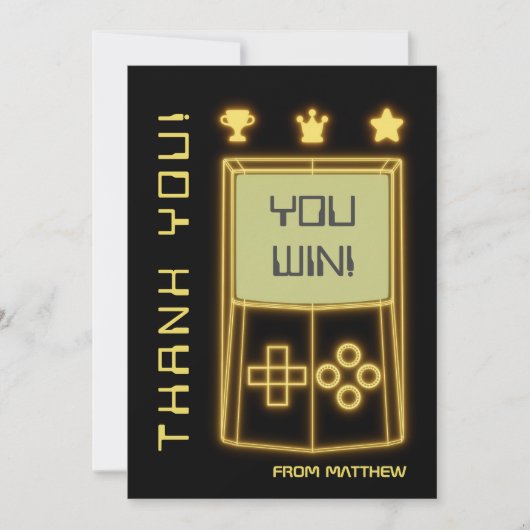 Gele Gloeiende Gameconsole Bedankkaart (Voorkant)