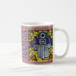 Gele Glow Silver Hamsa met Talis en Evil Eye Koffiemok