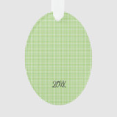 Gele Gnome Groene Check NAAM Jaar Kerstplezier Ornament (voorkant)