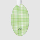 Gele Gnome Groene Check NAAM Jaar Kerstplezier Ornament (voorkant)