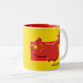 Gele God Bless CHINESE FLAG Tweekleurige Koffiemok