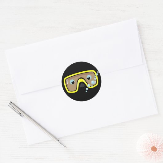 Gele Goggles Ronde Sticker (Envelop)