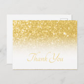 Gele Gold Bokeh Glitter White Ombre Hartelijk dank Briefkaart (Voorkant / Achterkant)