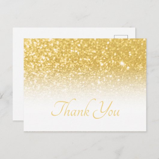 Gele Gold Bokeh Glitter White Ombre Hartelijk dank Briefkaart (Voorkant / Achterkant)