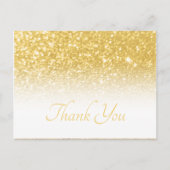Gele Gold Bokeh Glitter White Ombre Hartelijk dank Briefkaart (Voorkant)