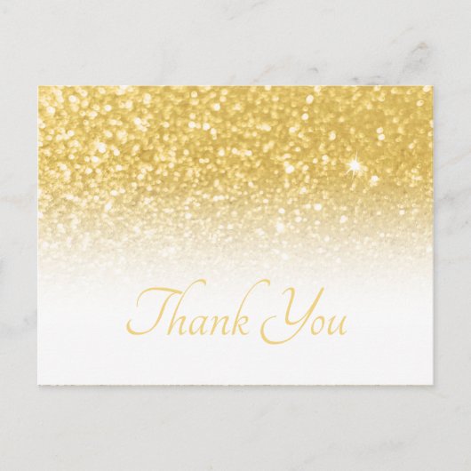 Gele Gold Bokeh Glitter White Ombre Hartelijk dank Briefkaart (Voorkant)
