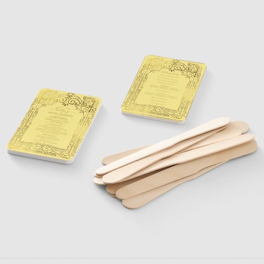 Gele Gold Deco Chic Glam Wedding Program Handwaaier (Niet-gemonteerd)