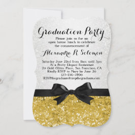 Gele-Gold Glittery Graduation Party Invitation Kaart
