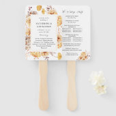Gele Golden Floral Wedding Programme Hand Fan Handwaaier (Voorkant en achterkant)