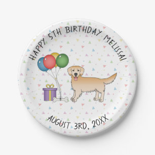 Gele Golden Retriever Cartoon Dog - Birthday Papieren Bordje