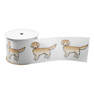 Gele Golden Retriever Cute Cartoon Dogs Satijnen Lint