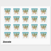 Gele Golden Retriever Dog Blue Snowy Christmas Vierkante Sticker (Vel)