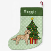 Gele Golden Retriever Hond met kerstboom Kleine Kerstsok (Achterkant)