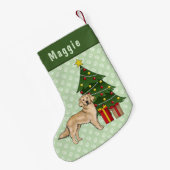 Gele Golden Retriever Hond met kerstboom Kleine Kerstsok (Achterkant (Hangend))