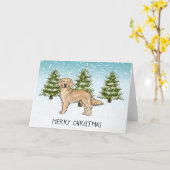 Gele Golden Retriever Hond Winter Vrolijk Kerstfee Kaart (Gele Bloem)