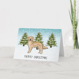 Gele Golden Retriever Hond Winter Vrolijk Kerstfee Kaart