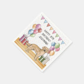 Gele Golden Retriever Kleurrijke Pastel Verjaardag Servet (Hoek)