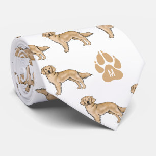 Gele Golden Retriever-patroon Aangepaste monogram Stropdas