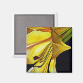 Gele Golden Splendor lily art magnet (Voorkant / Achterkant)