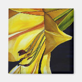 Gele Golden Splendor lily art magnet (Voorkant)