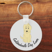 Gele Goldendoodle Ontwerp Elke Kleur Achtergrond Sleutelhanger (Voorkant)