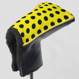 Gele golfputterhoes met zwart stippenpatroon golfheadcover