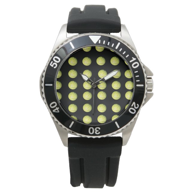Gele Golfvallen op zwart, Horloge (Voorkant)