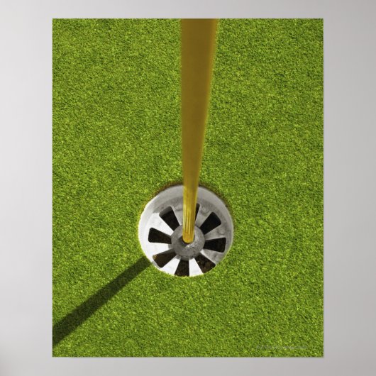 Gele golfvlaggenstok en -gat poster (Voorkant)